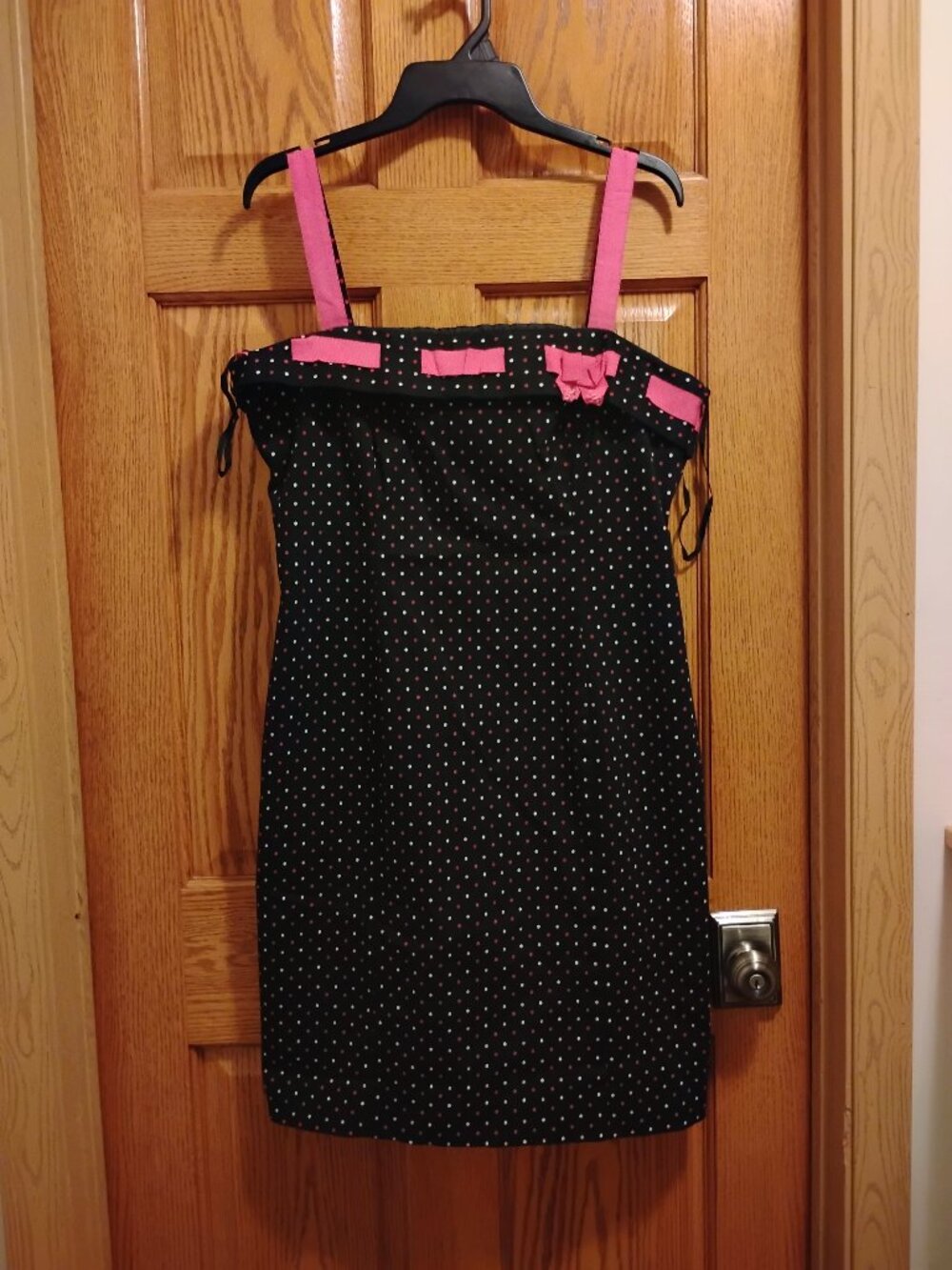 Jones New York Cocktail Party Dress Black Pink Polka Dots Women's Size 14